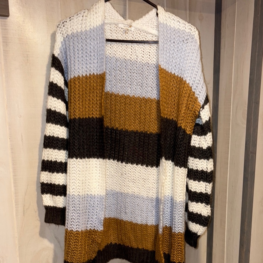 Maurices Black and White Cardigan Sweater Cozy Color-Block Design